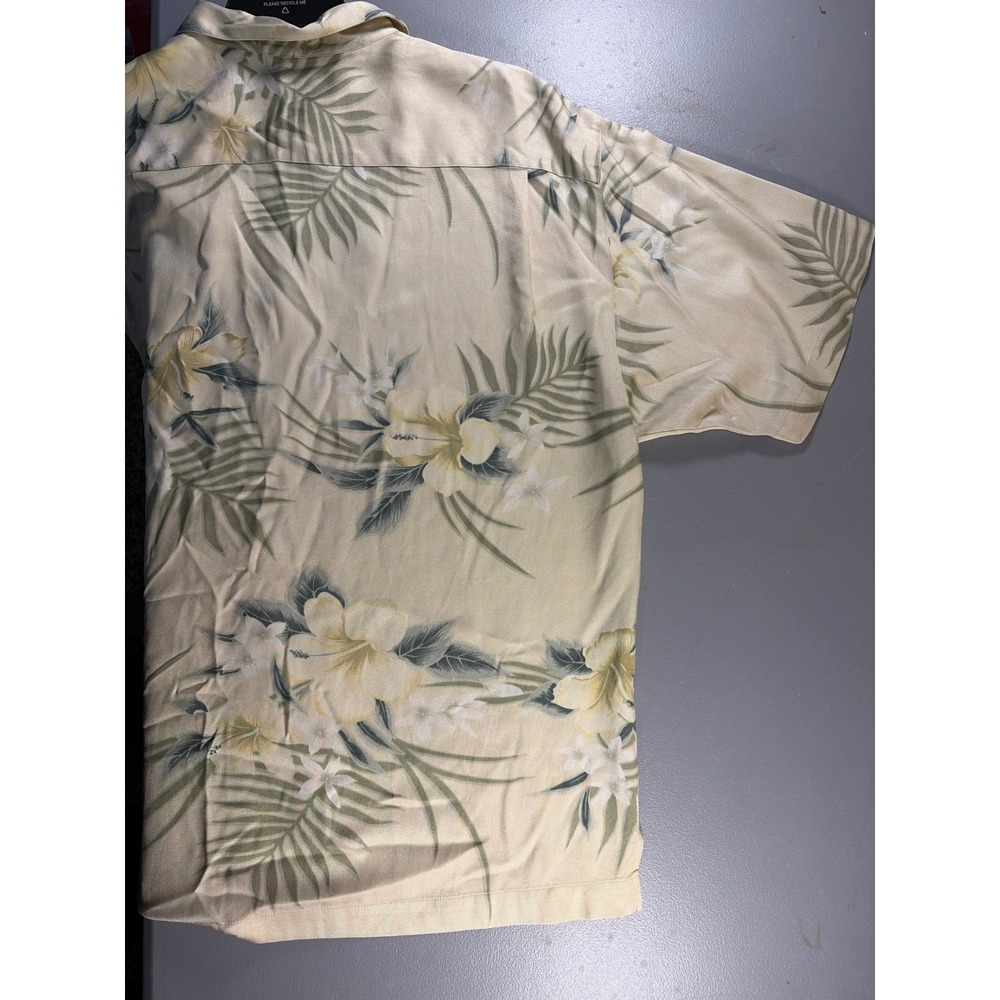Tommy Bahama Button Down Shirt Mens XL Beige Silk Floral Tropical Camp Relaxed - Picture 9 of 10